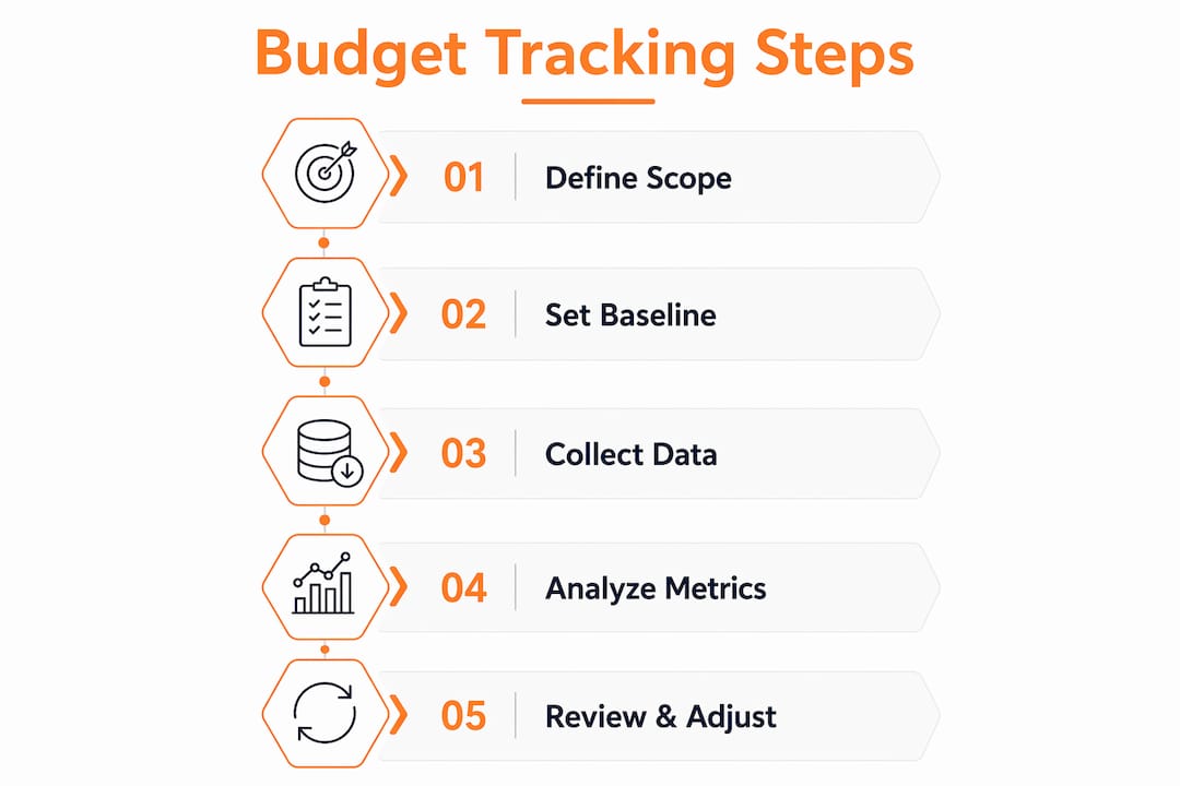 Infographic of project budget tracking process steps