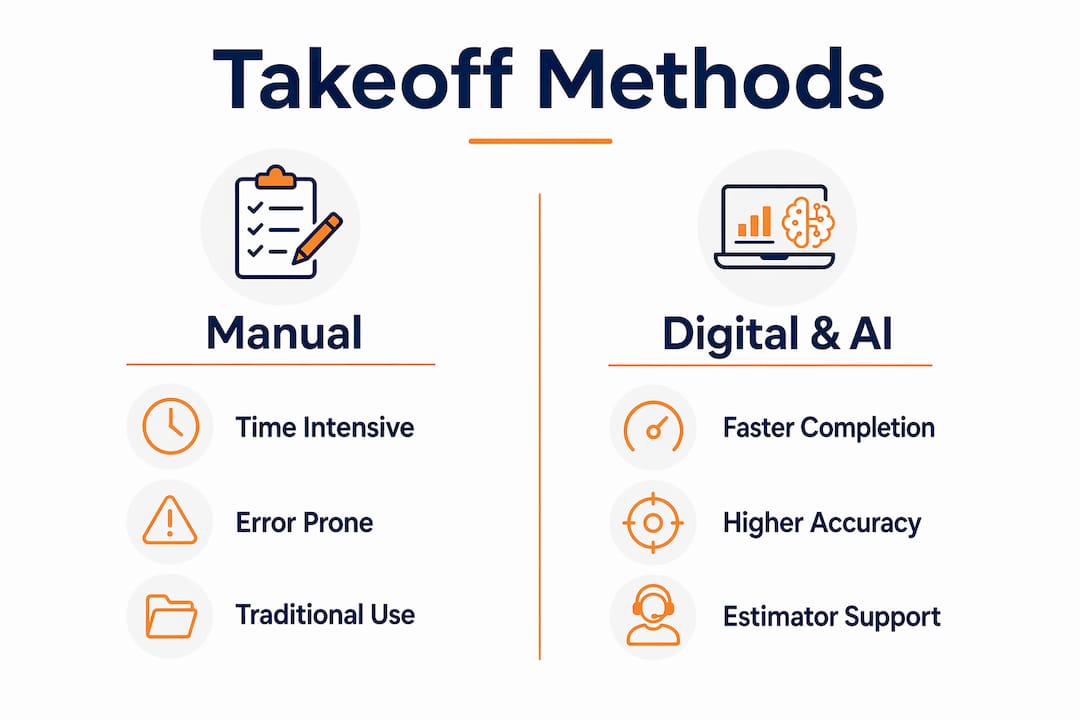 Infographic comparing manual and digital takeoff methods