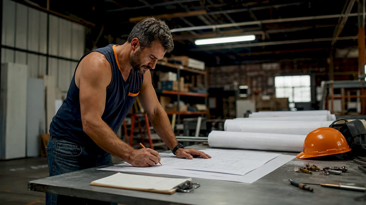 Subcontractor working on bid estimating documents