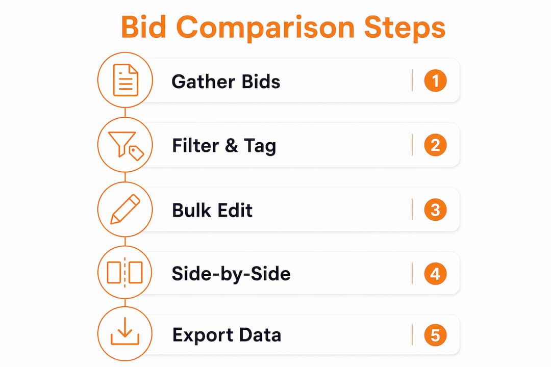 Infographic illustrating bid comparison process steps