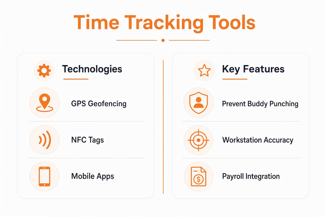 Infographic comparing construction time tracking tools