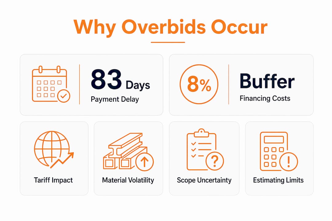 Infographic showing key reasons for subcontractor bid padding