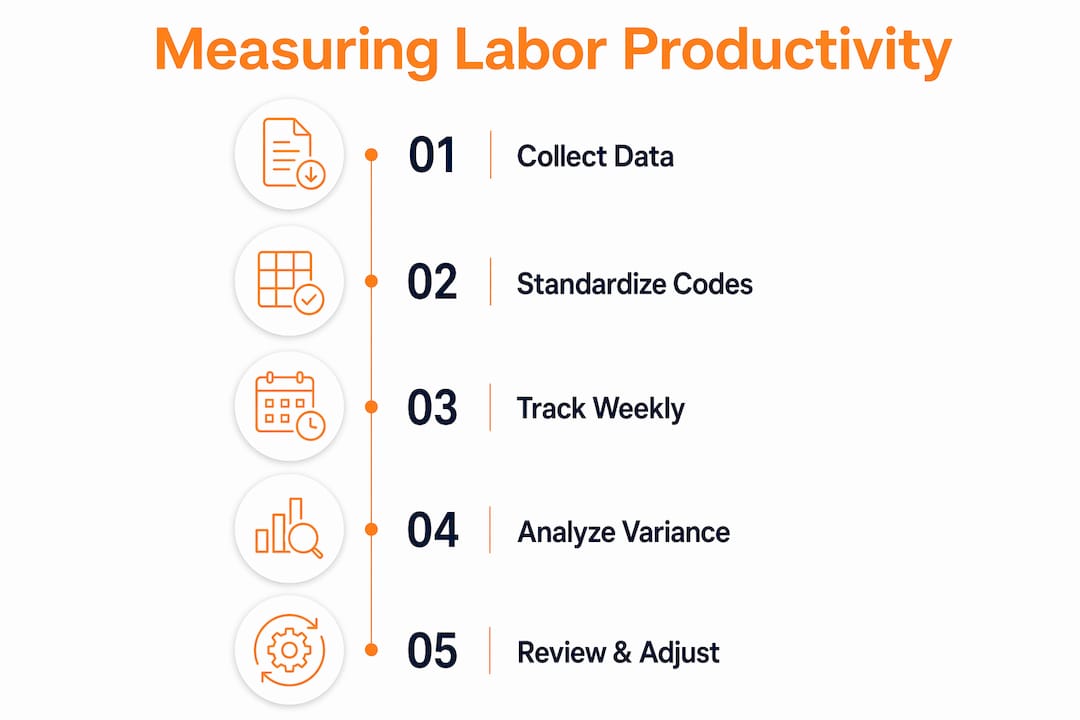 Infographic illustrating labor productivity measurement steps