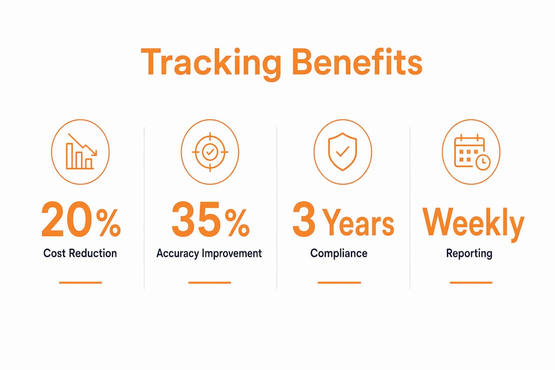 Infographic showing key benefits of commercial time tracking