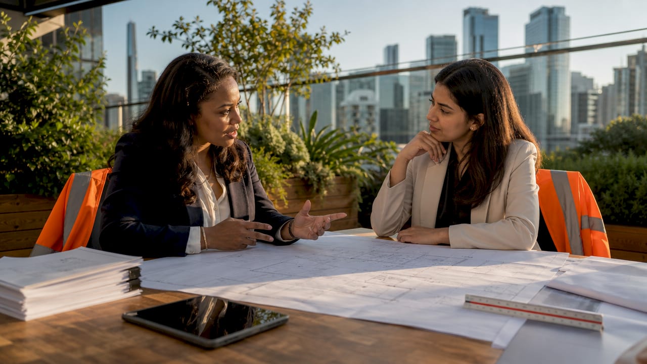 Two diverse subcontractors collaborating on bid proposal