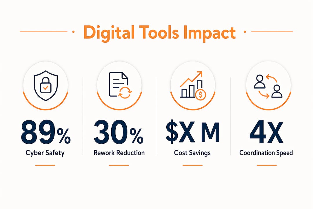 Infographic showing key statistics on digital tools impact
