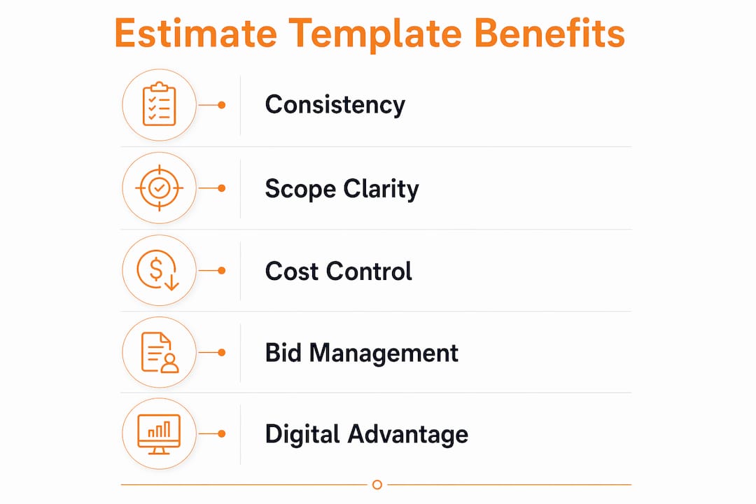 Infographic presenting subcontractor estimate template benefits