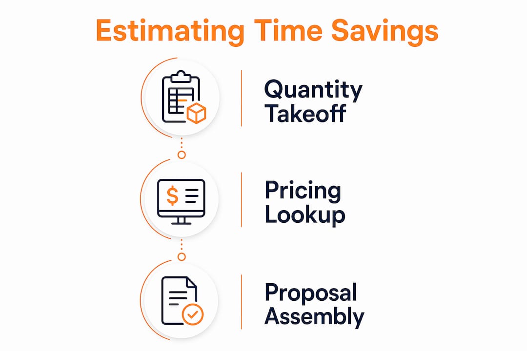 Infographic illustrating three stages of time savings