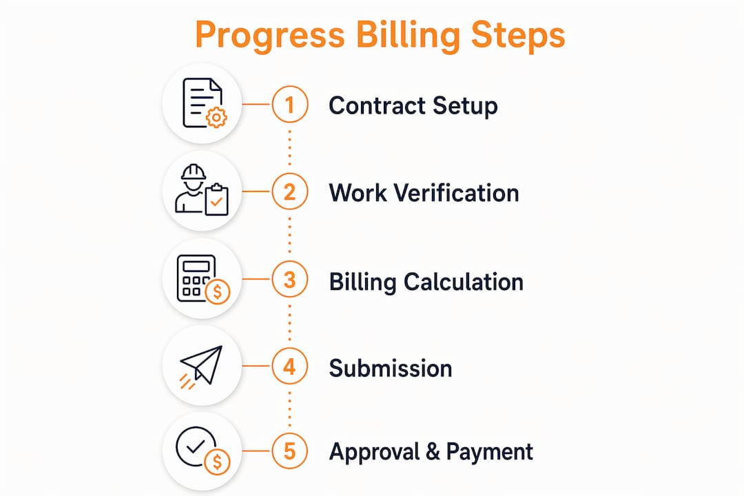 Infographic outlining progress billing steps