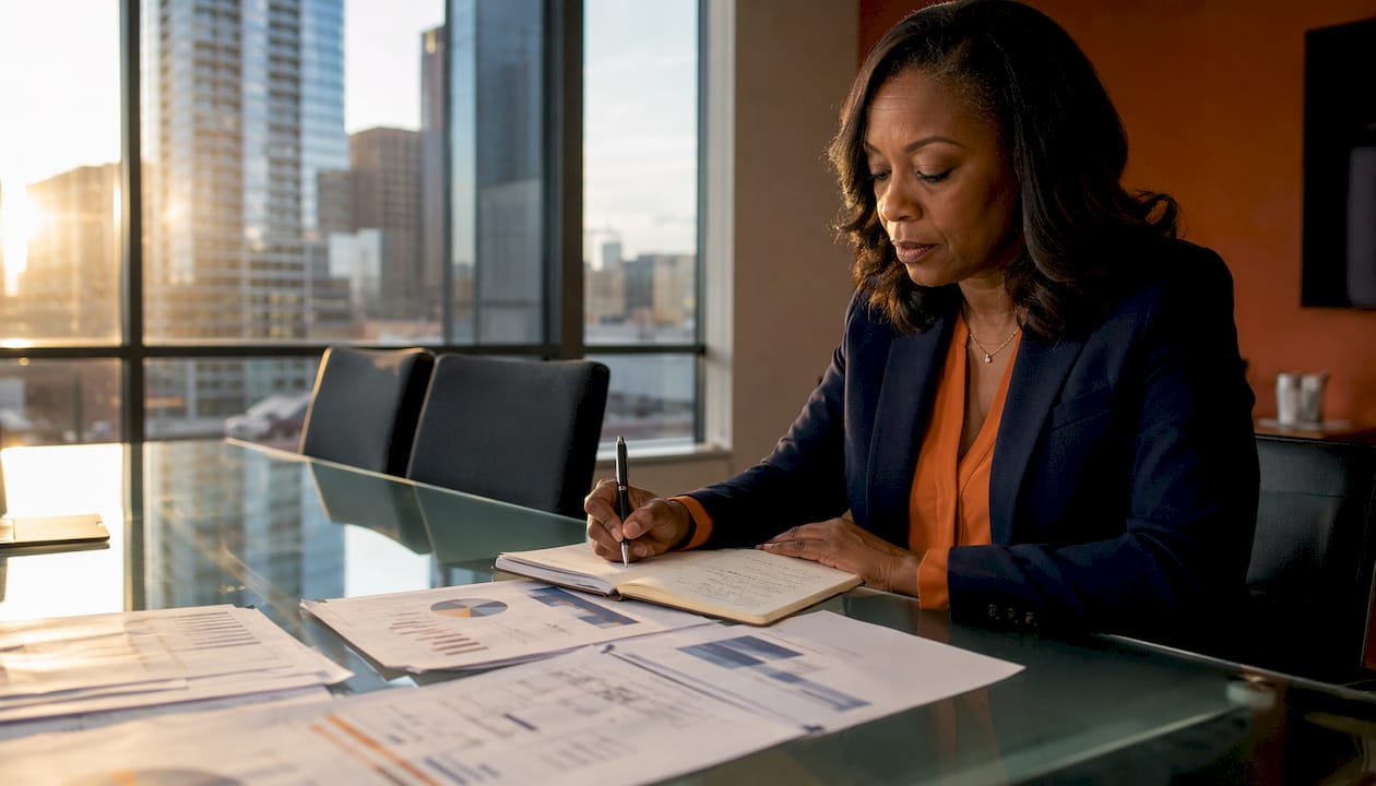 Project manager reviewing budget forecasts