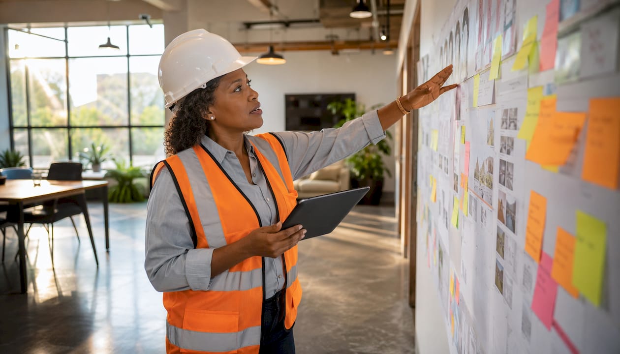 Project manager checking tablet at site