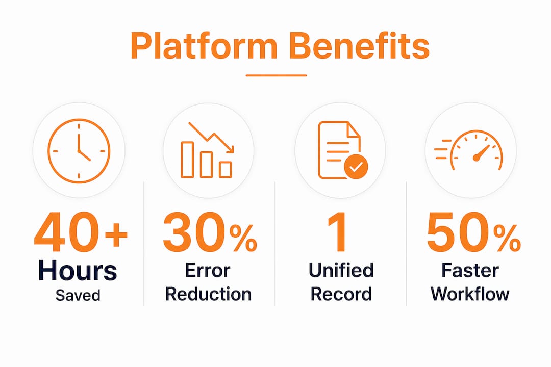 Infographic showing key benefits of multi-app platforms for subcontractors