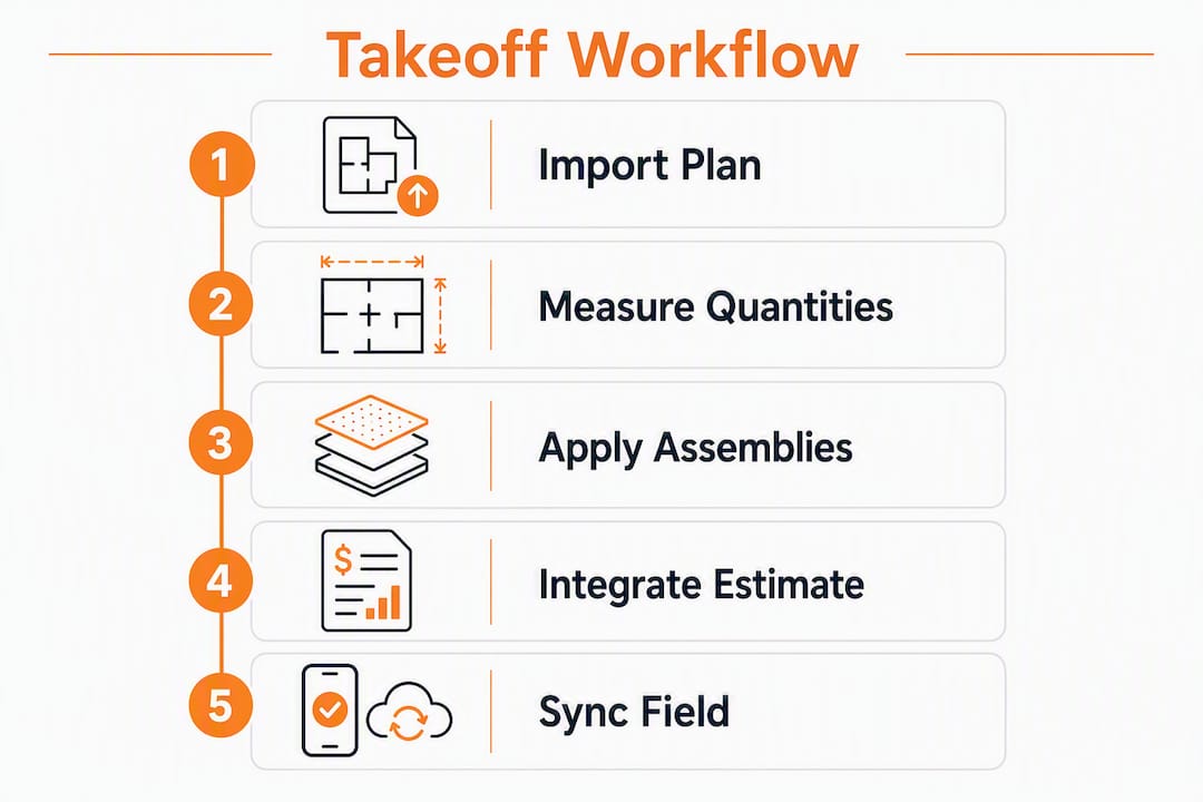 Infographic illustrating digital takeoff workflow steps