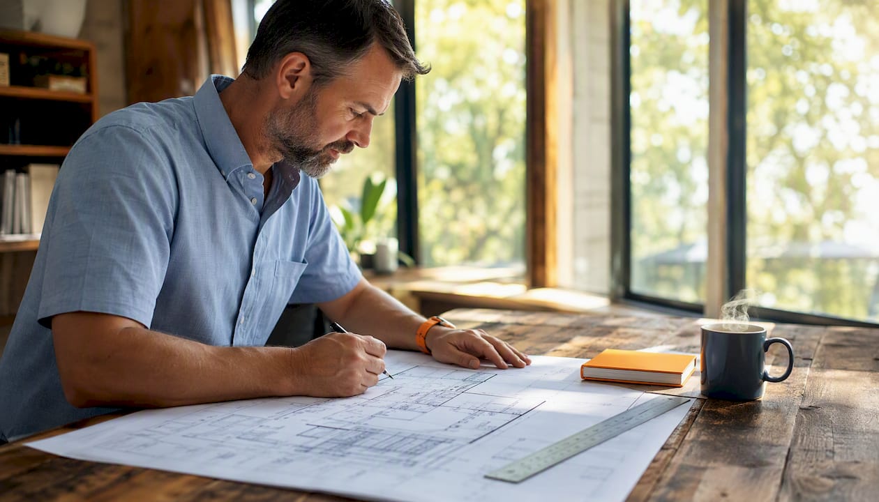 Estimator preparing competitive construction bid notes