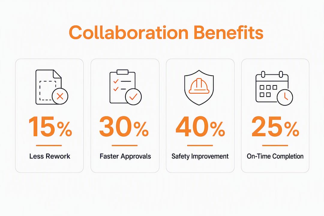 Infographic showing key collaboration benefits and metrics