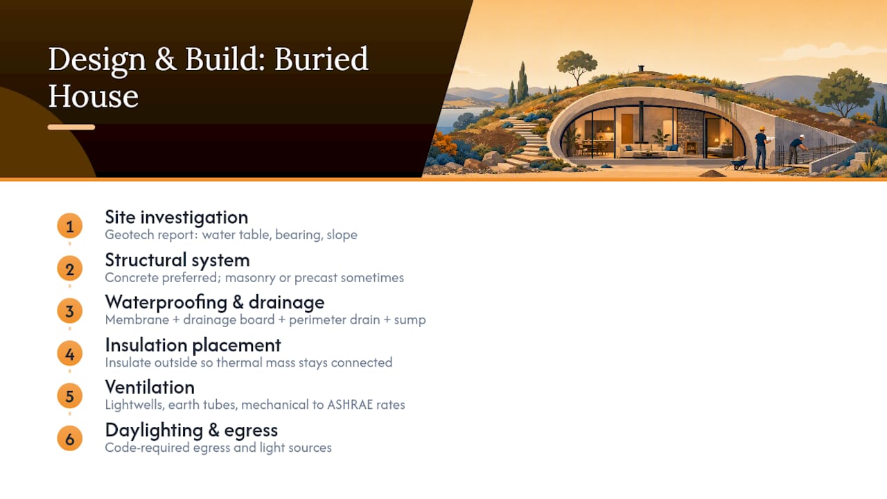 How Do You Design and Build a Buried House? — overview diagram