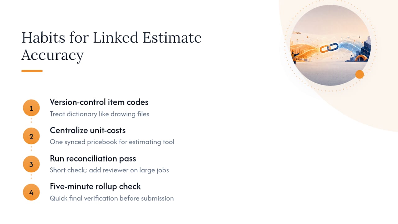 Linked estimate accuracy workflow diagram