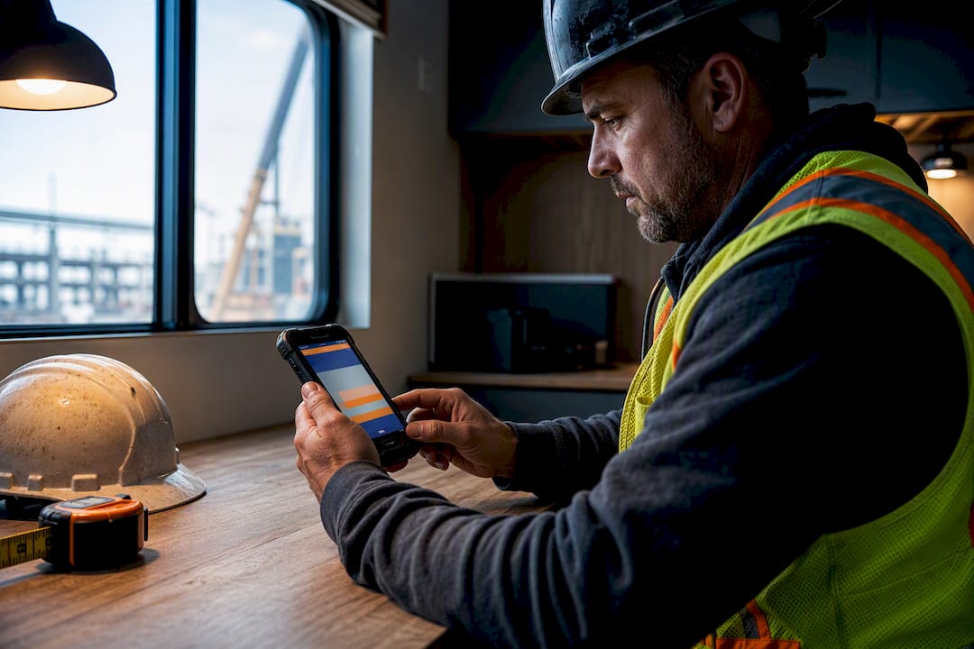 Foreman approving construction timecards