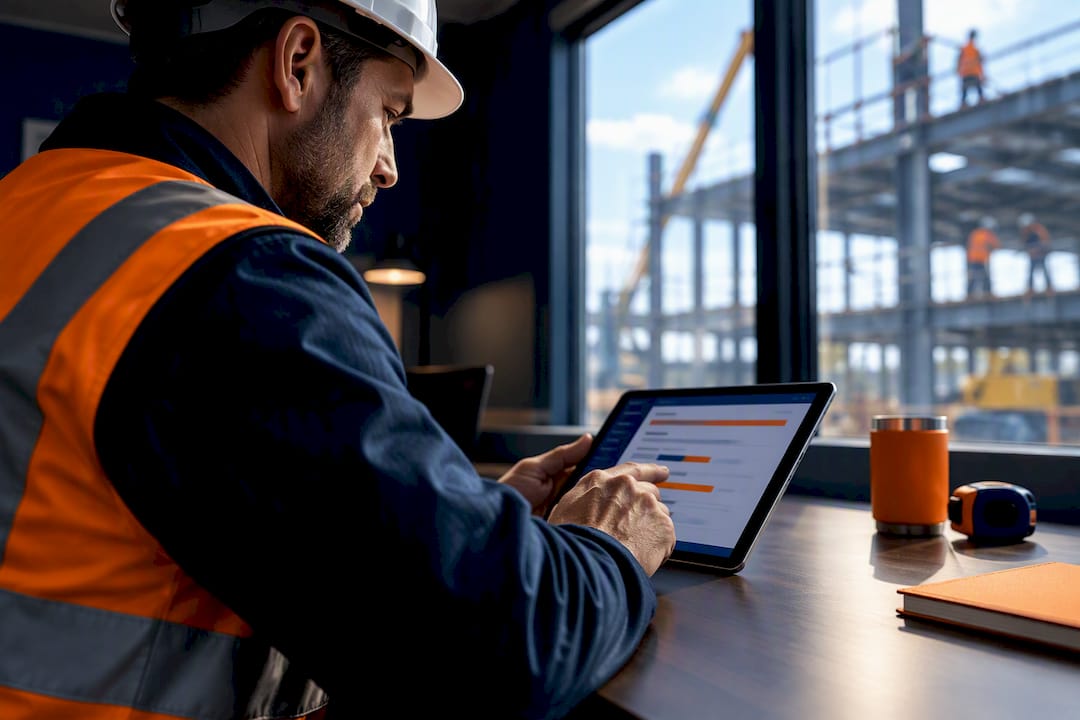 Project manager reviewing daily labor data