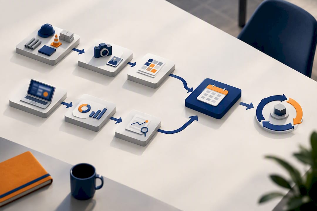 Training workflow linking field and office review