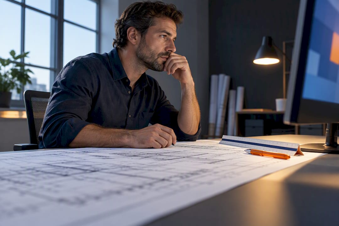 Estimator reviewing digital construction takeoff