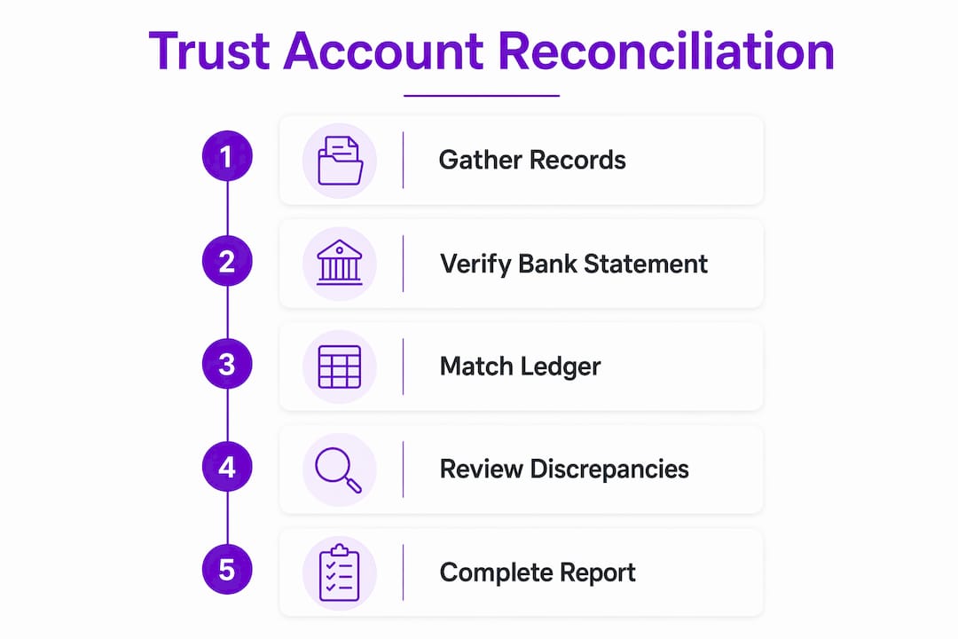 Infographic outlining trust account reconciliation steps