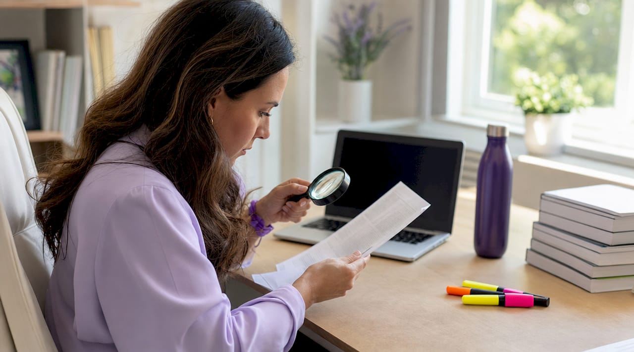 Compliance officer reviewing RESPA document in meeting room
