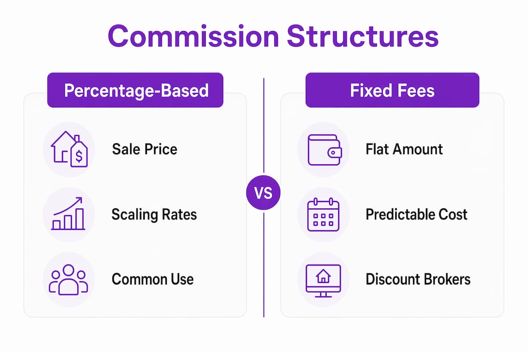 Infographic comparing commission model types
