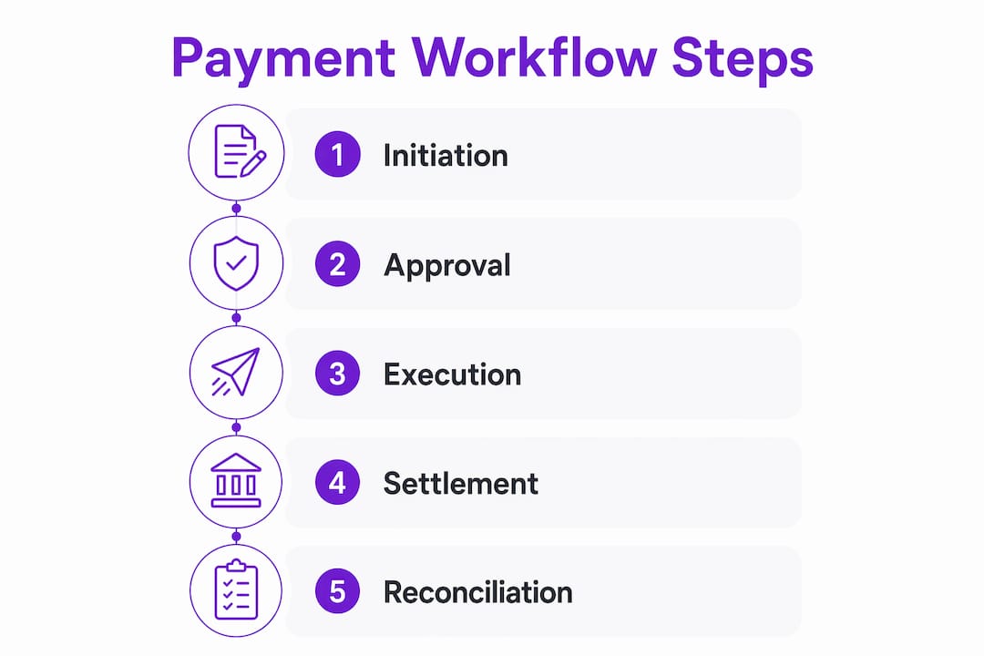 Infographic illustrating payment workflow steps