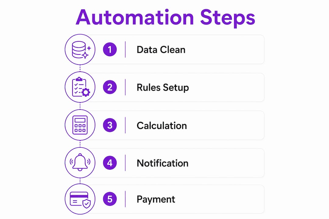 Infographic showing automated agent payout steps