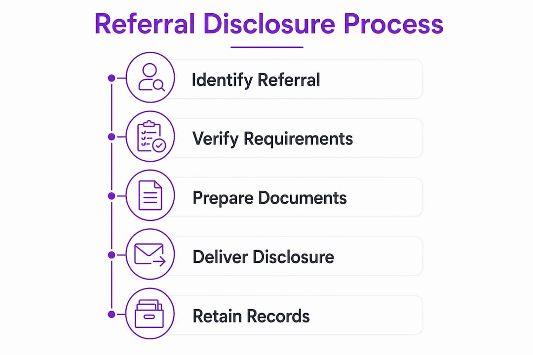 Infographic outlining referral fee disclosure steps