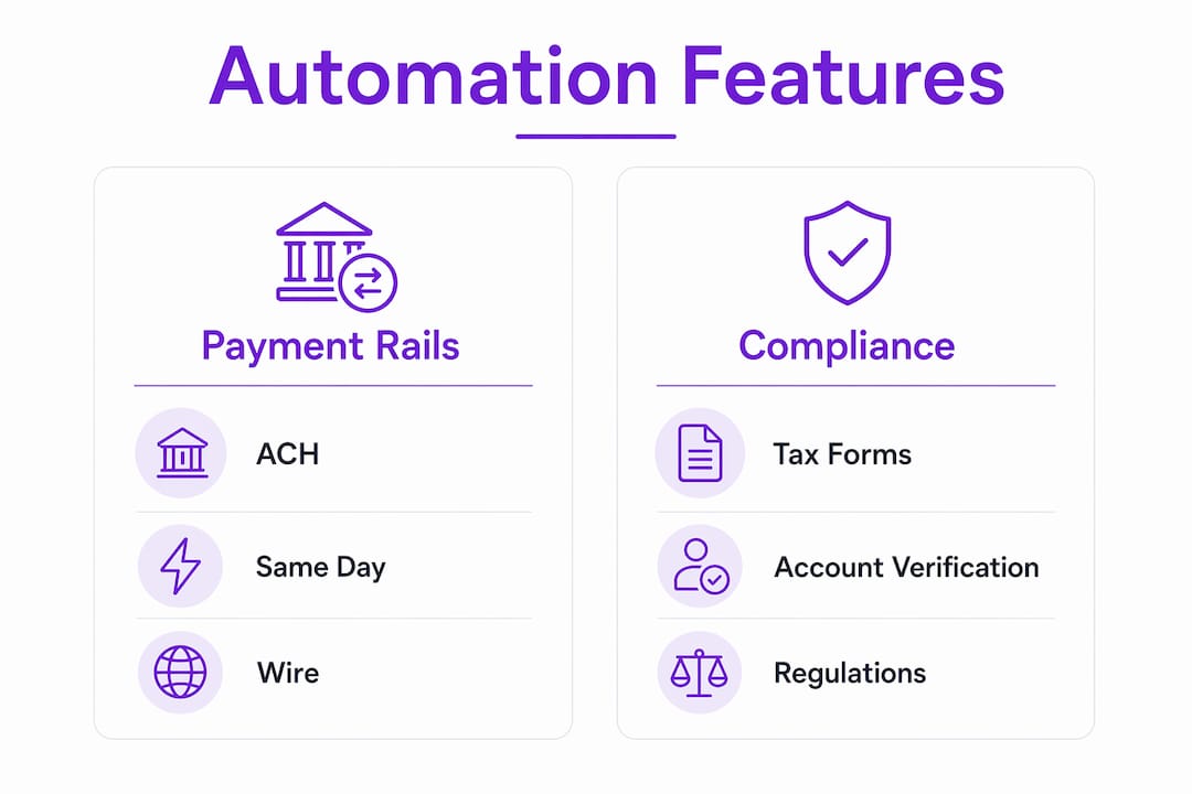 Infographic comparing payment rails and compliance features
