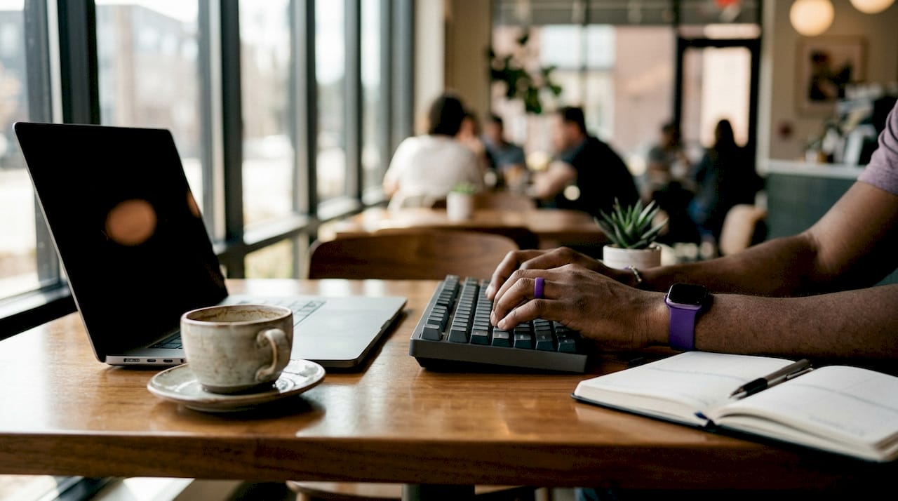 Hands typing API commands on keyboard