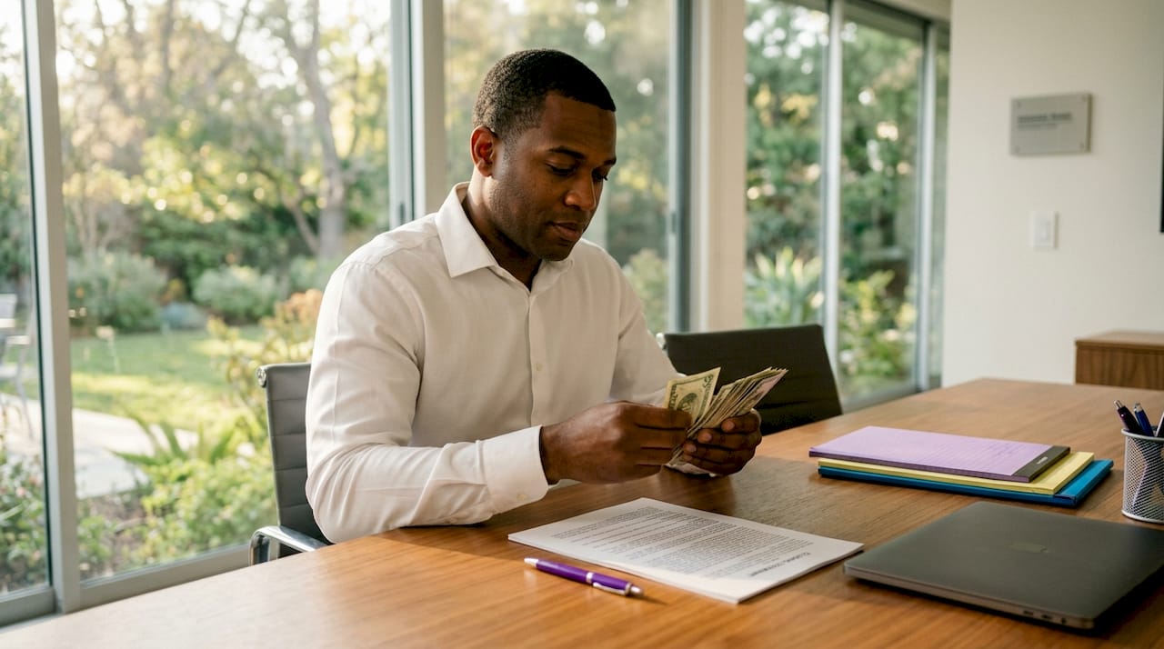 Escrow officer handling funds and closing statement