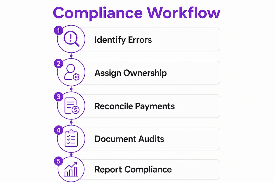 Infographic illustrating brokerage payment compliance steps