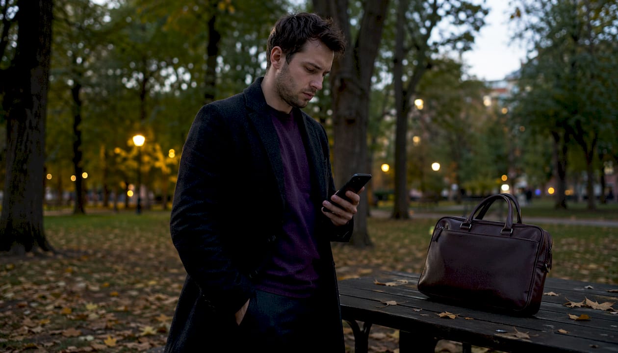 Real estate agent looking worried with smartphone outdoors