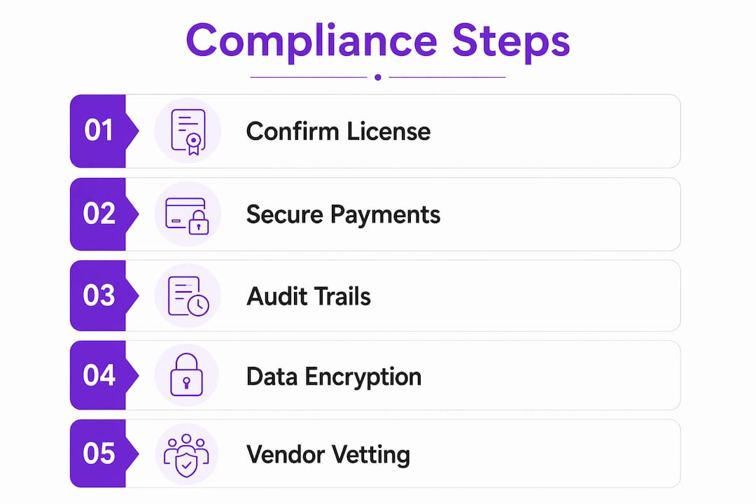 Infographic detailing compliance steps for virtual brokers