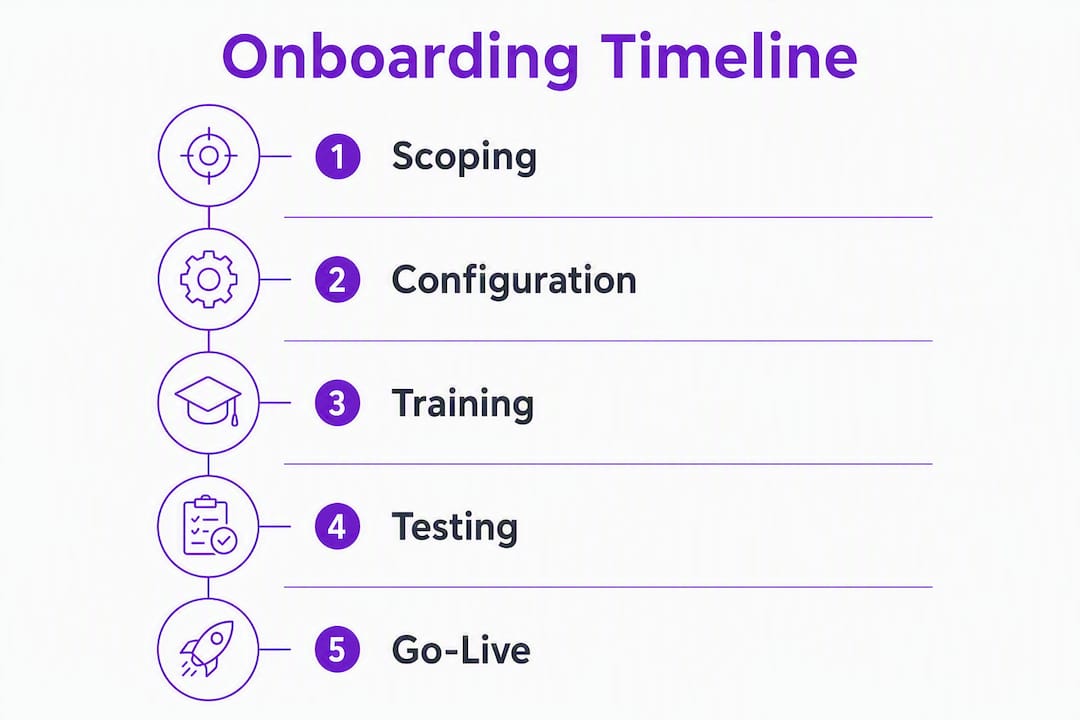Infographic illustrating enterprise onboarding steps