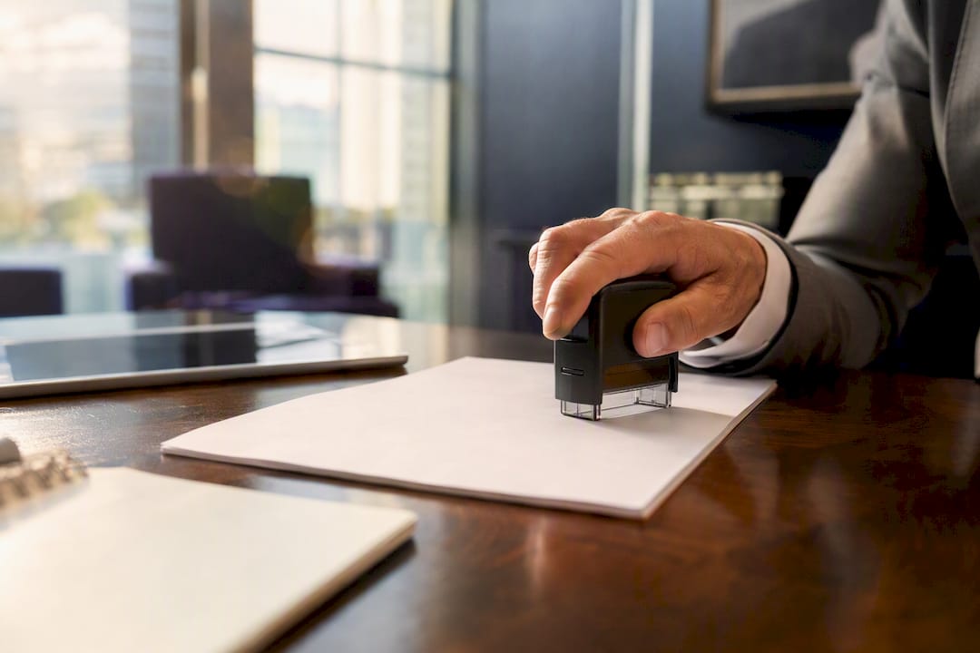 Hand stamping emergency payment document
