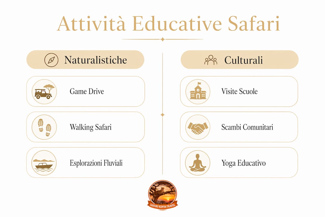 Infografica con proposte didattiche safari pensate per diversi livelli ed esigenze