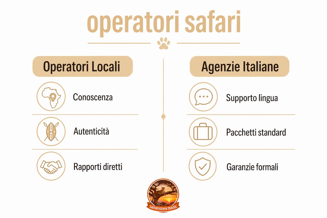 Infografica: differenze tra operatori locali e agenzie italiane a confronto Recensioni safari Kenya
