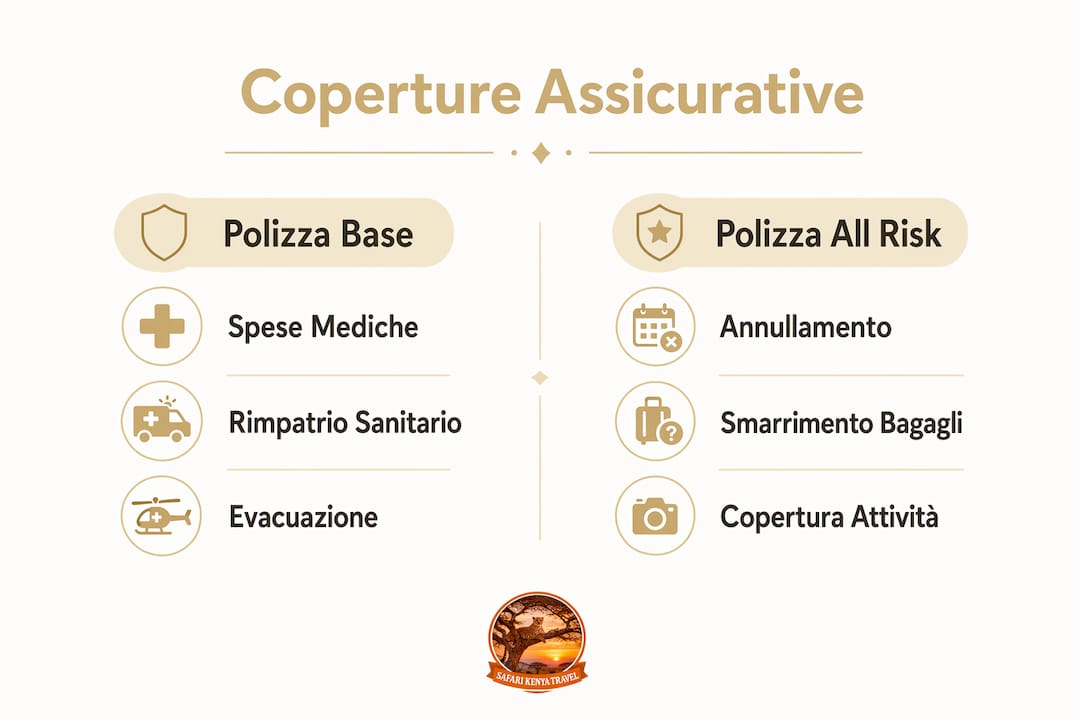 Tabella comparativa delle coperture assicurative per safari in Kenya