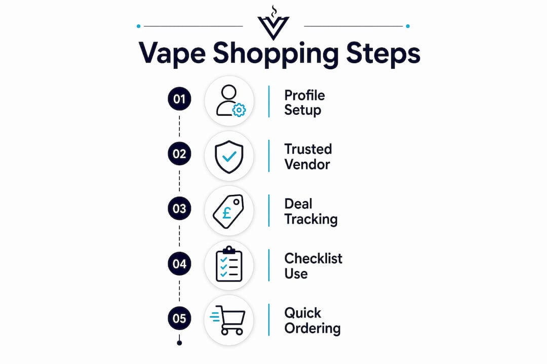 Infographic outlining vape shopping steps