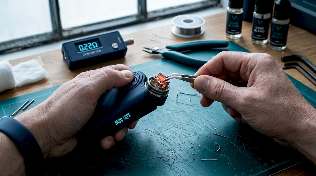 Hands pulse firing newly built vape coil