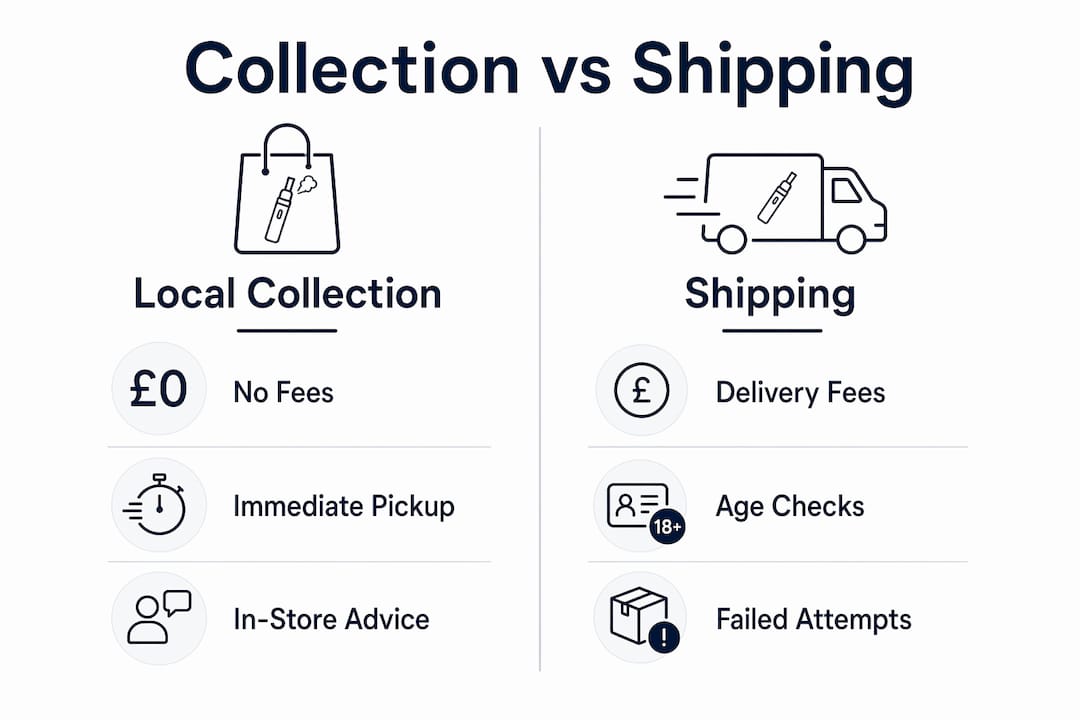 Infographic comparing vape local collection and shipping