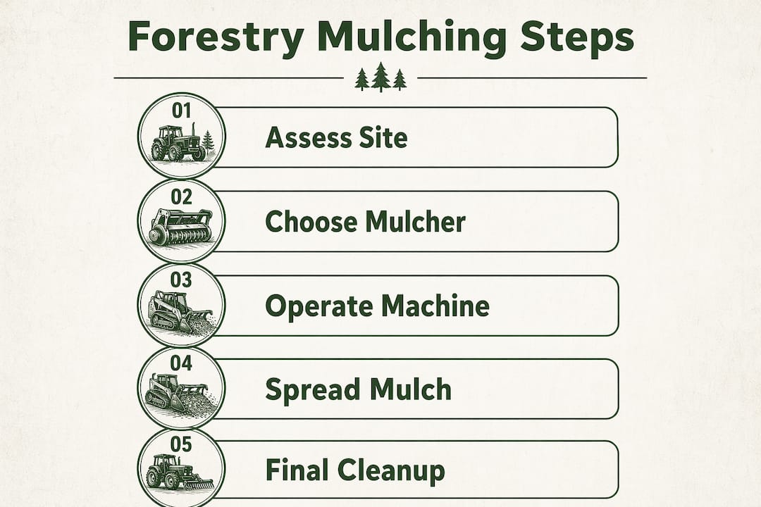 Infographic showing forestry mulching step-by-step process
