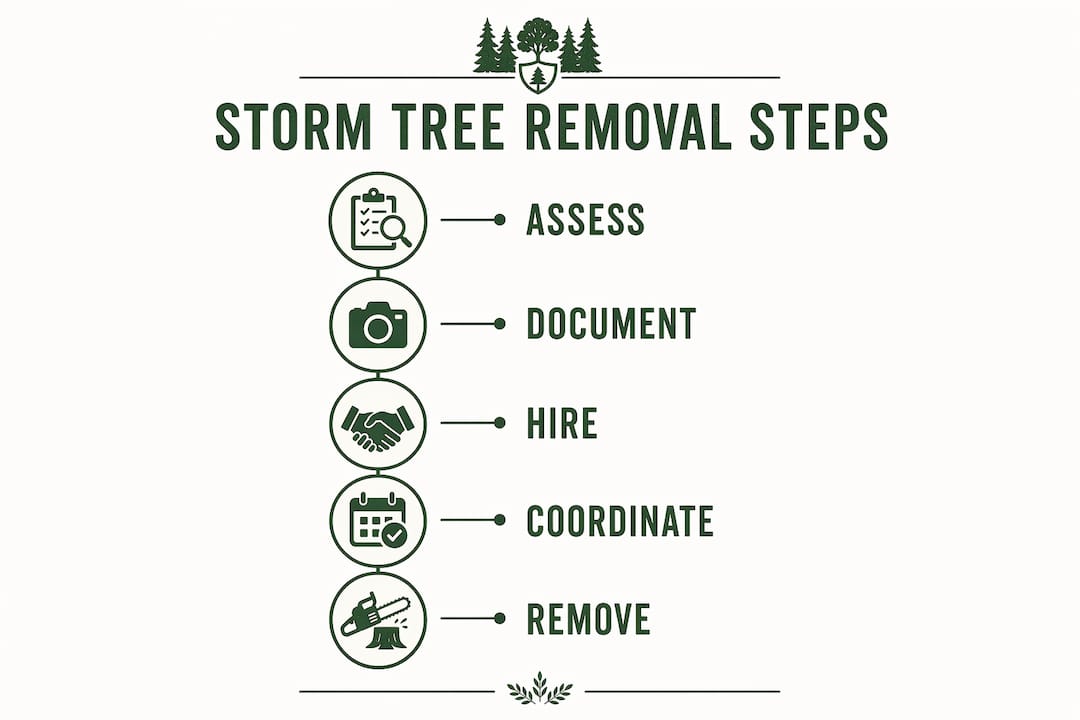 Infographic showing step-by-step storm tree removal process