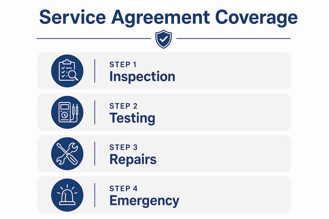 Infographic showing electrical service agreement coverage steps