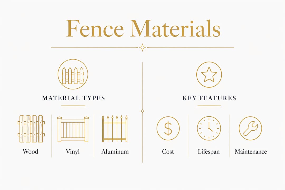 Infographic comparing fence materials and features