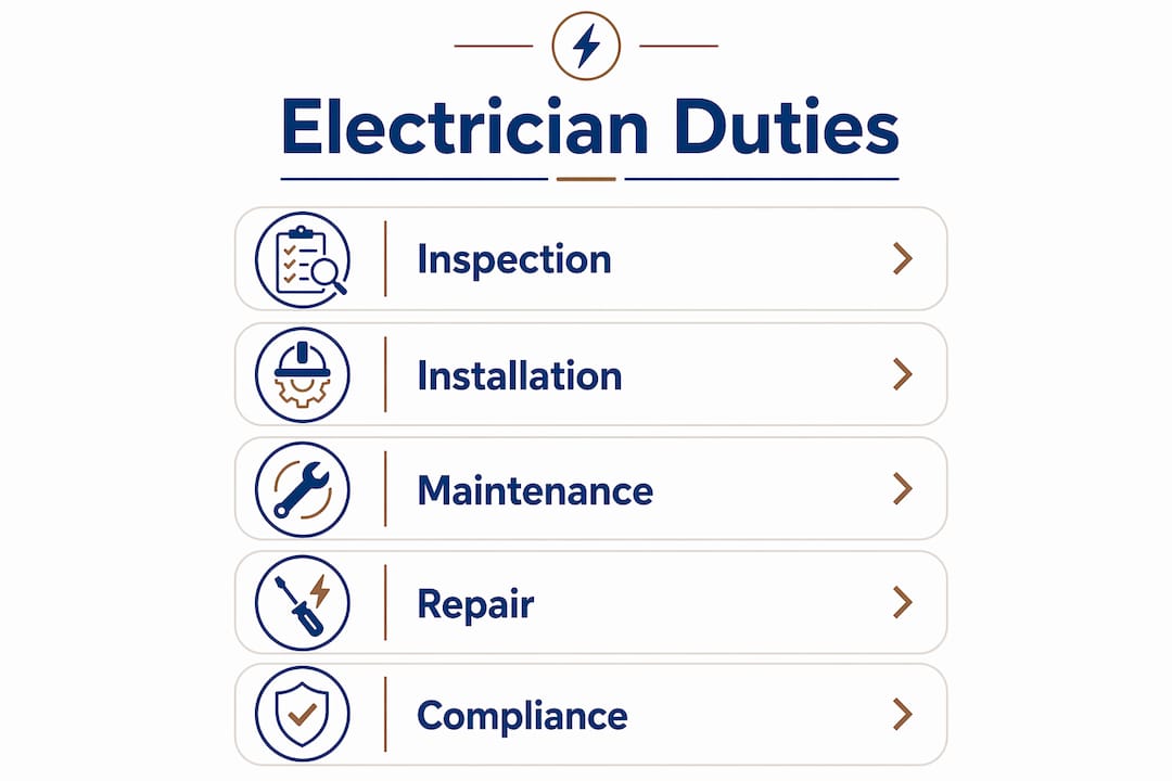 Infographic showing key duties of electricians